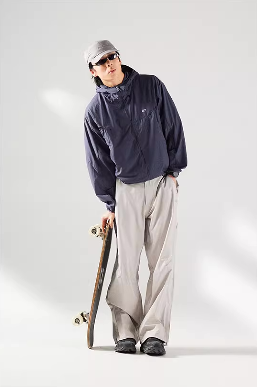 Blue Basic Hooded Sun Protection Jacket