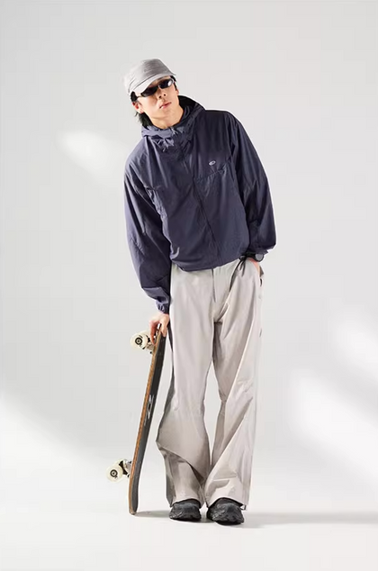 Blue Basic Hooded Sun Protection Jacket