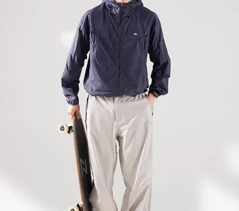 Blue Basic Hooded Sun Protection Jacket