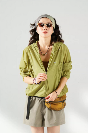 Blue Basic Hooded Sun Protection Jacket