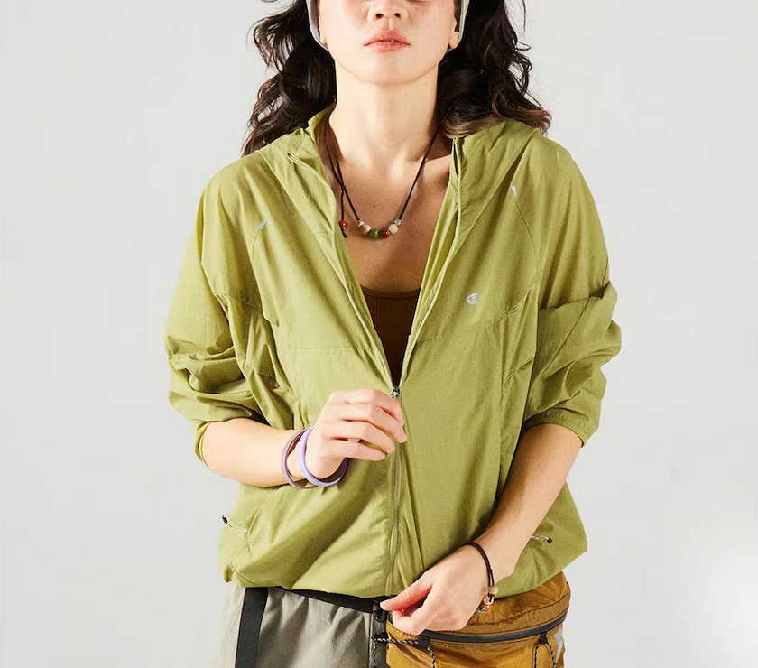 Blue Basic Hooded Sun Protection Jacket