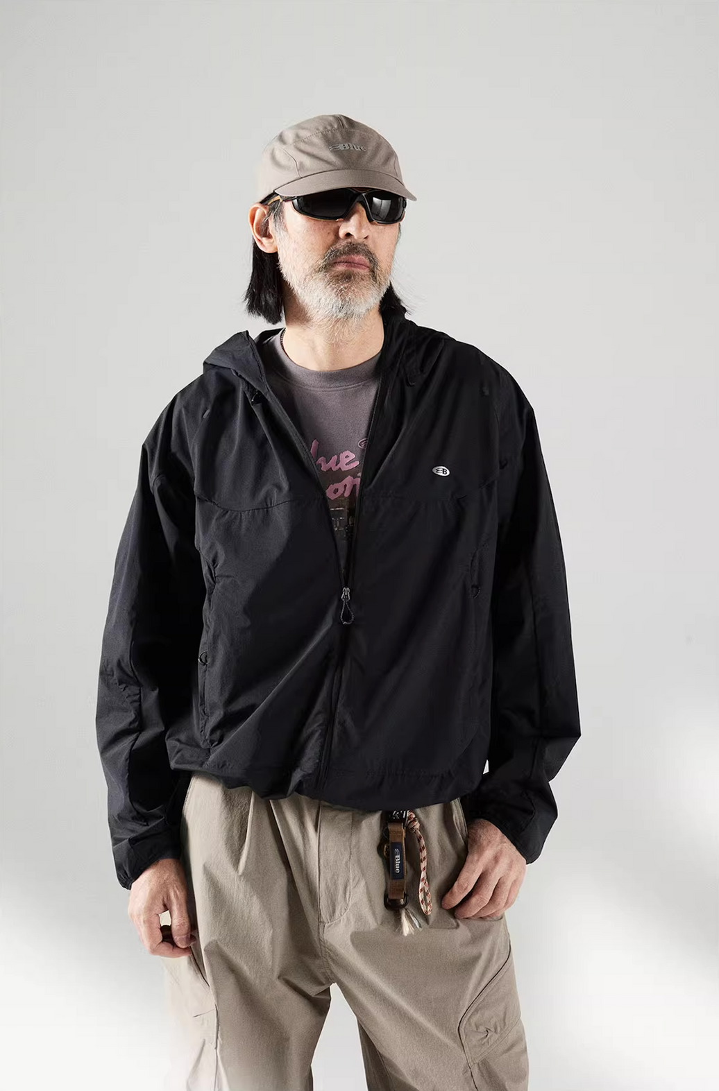 Blue Basic Hooded Sun Protection Jacket