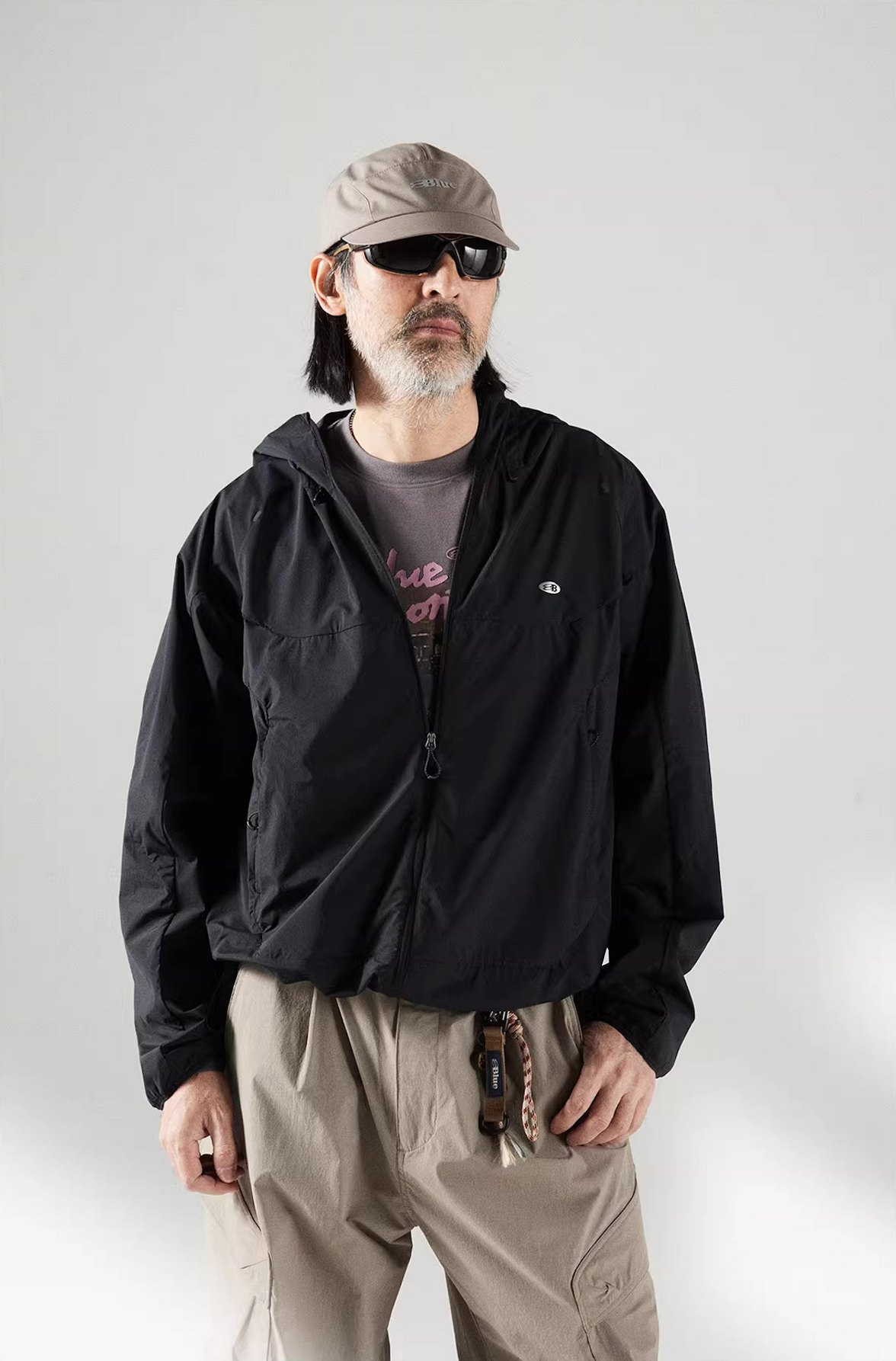 Blue Basic Hooded Sun Protection Jacket