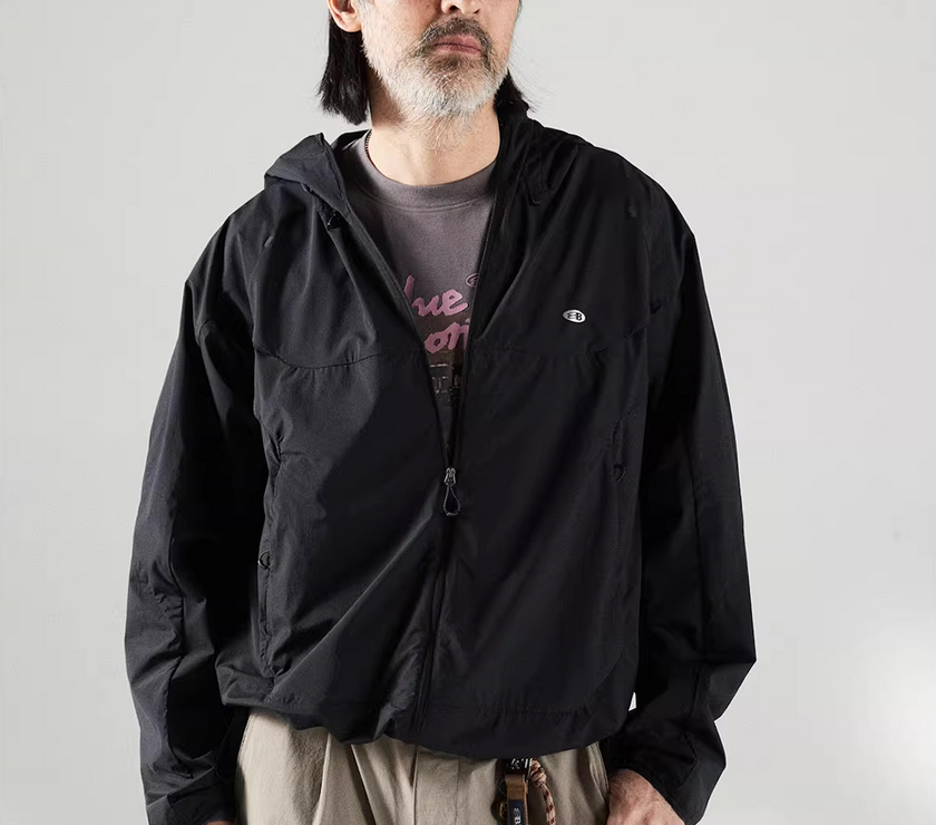 Blue Basic Hooded Sun Protection Jacket