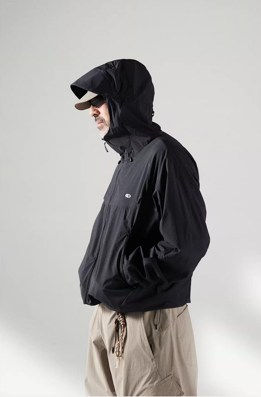 Blue Basic Hooded Sun Protection Jacket