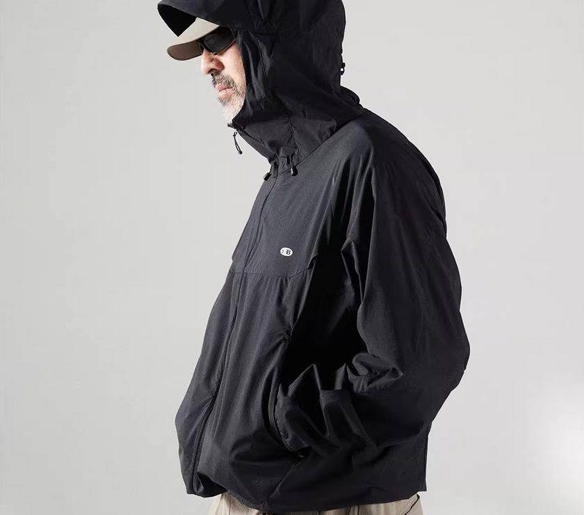 Blue Basic Hooded Sun Protection Jacket