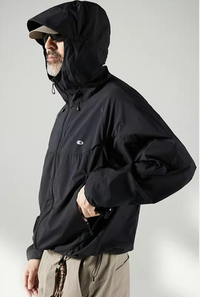 Blue Basic Hooded Sun Protection Jacket