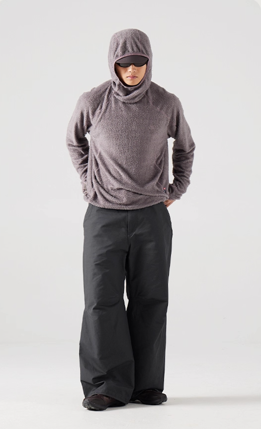 Blue Cotton Wide Leg Curved Knife Men's Pants