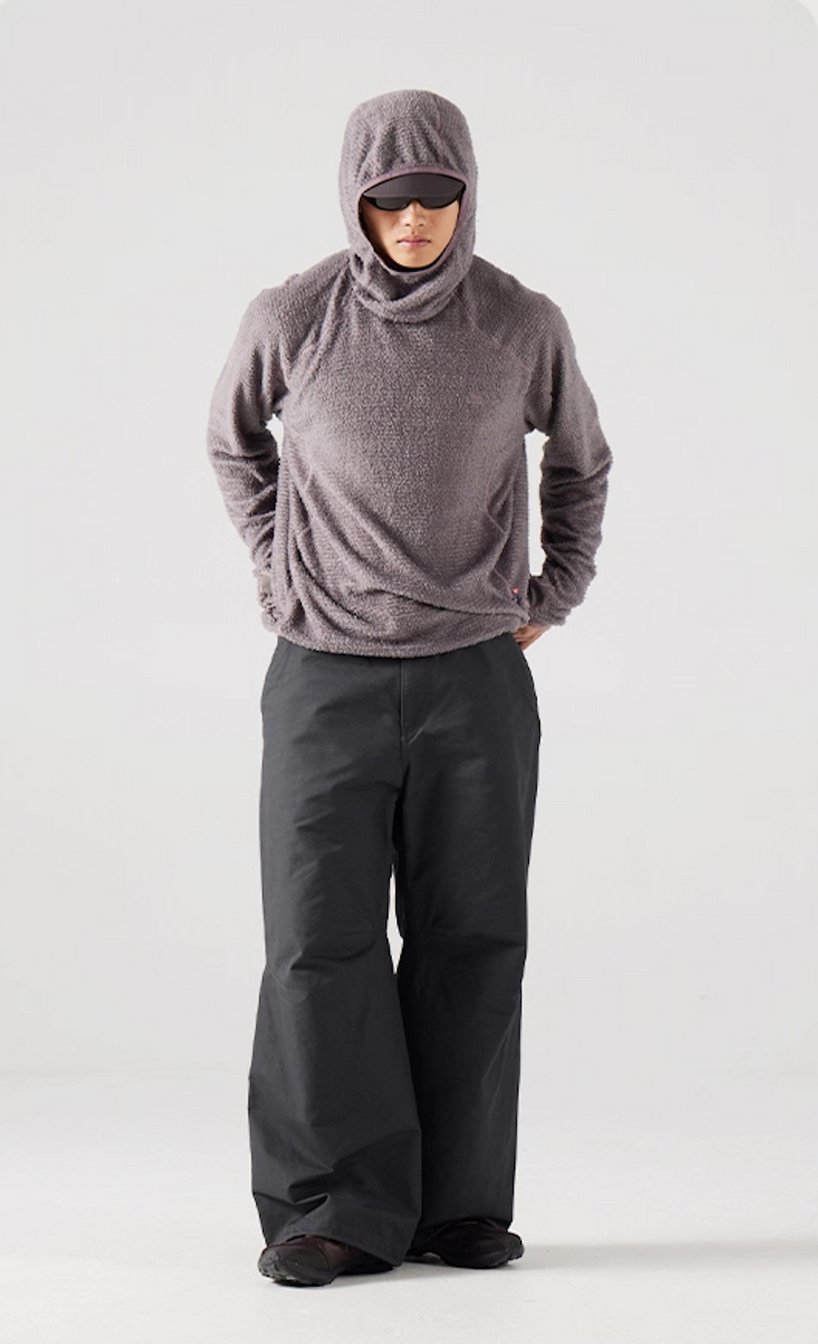 Blue Cotton Wide Leg Curved Knife Men's Pants