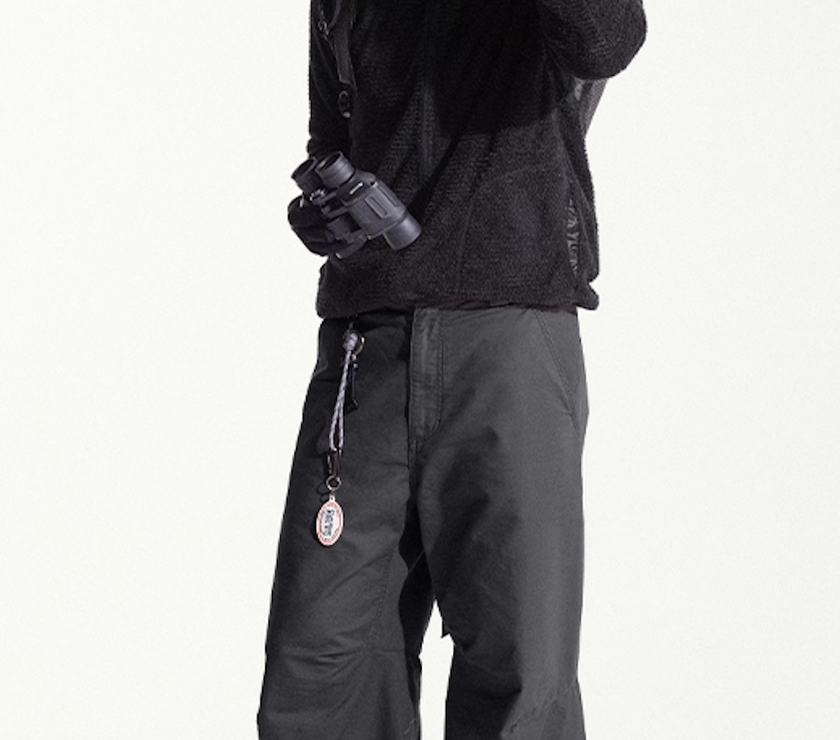 Blue Cotton Wide Leg Curved Knife Men's Pants