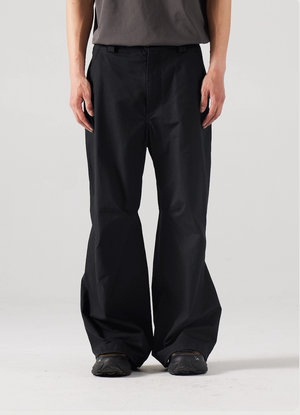 Blue Cotton Wide Leg Curved Knife Men's Pants