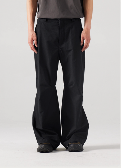 Blue Cotton Wide Leg Curved Knife Men's Pants