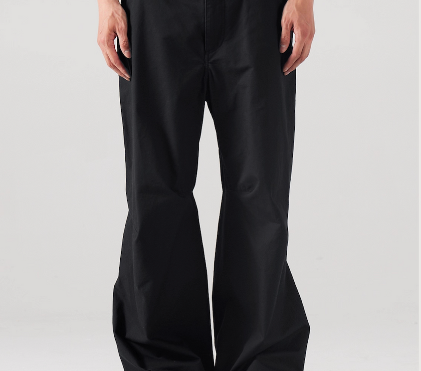 Blue Cotton Wide Leg Curved Knife Men's Pants