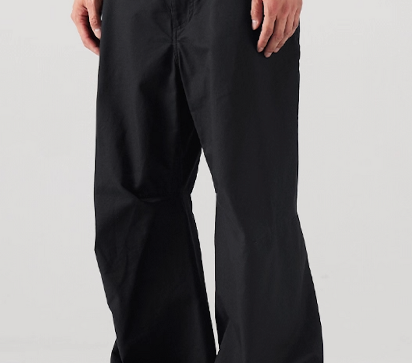 Blue Cotton Wide Leg Curved Knife Men's Pants