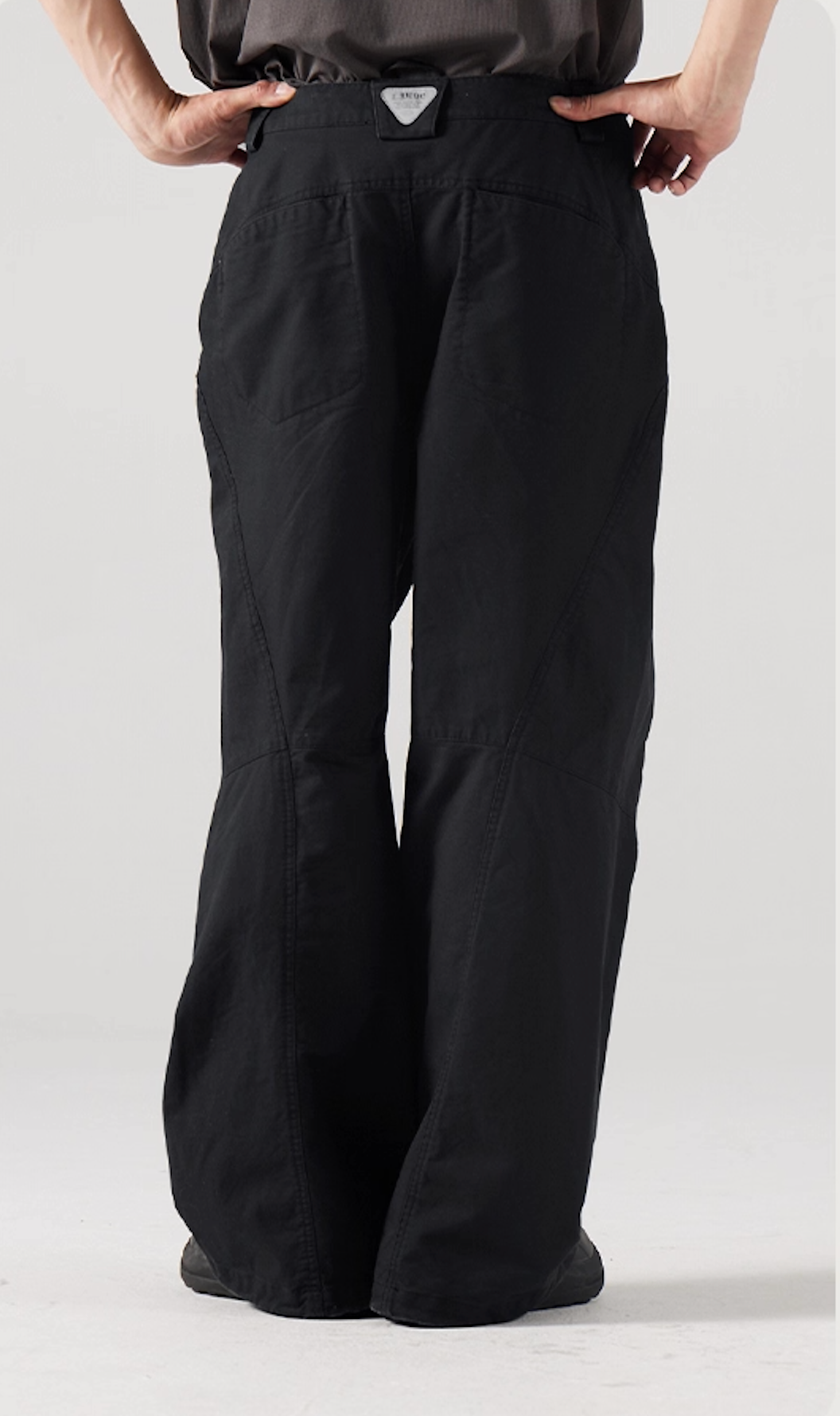 Blue Cotton Wide Leg Curved Knife Men's Pants