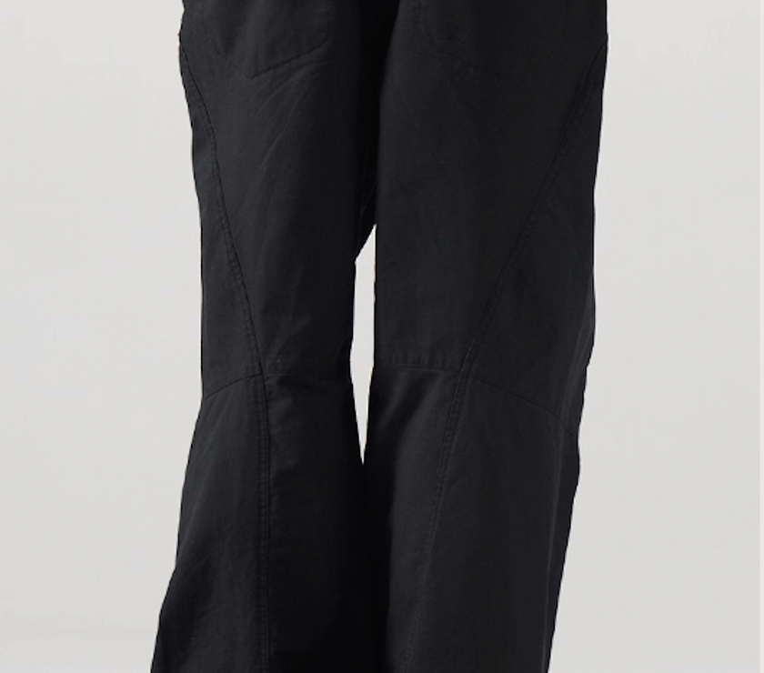 Blue Cotton Wide Leg Curved Knife Men's Pants