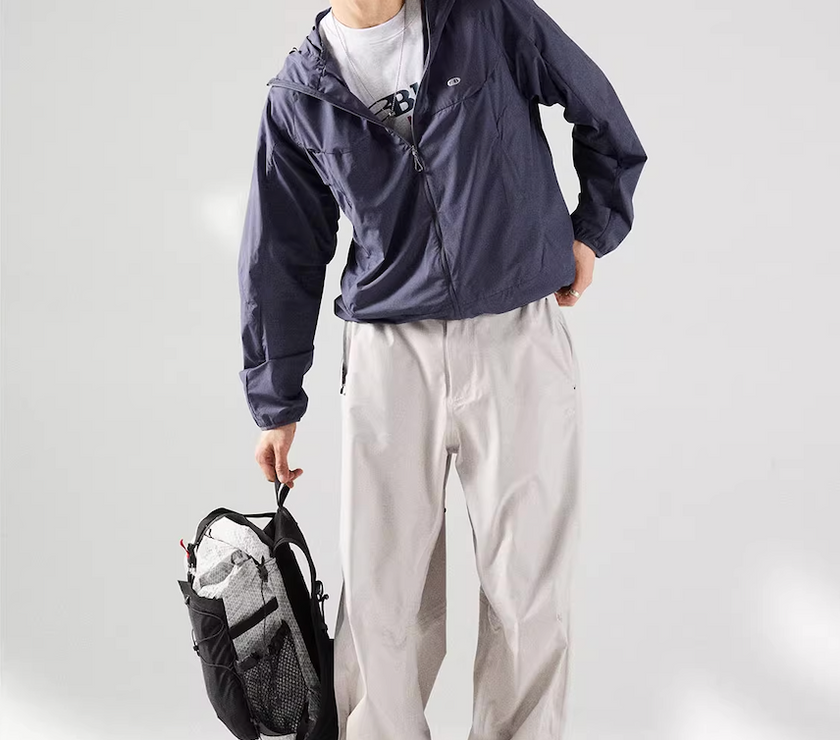 Blue Basic Hooded Sun Protection Jacket