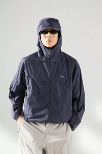 Blue Basic Hooded Sun Protection Jacket