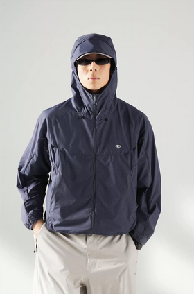 Blue Basic Hooded Sun Protection Jacket