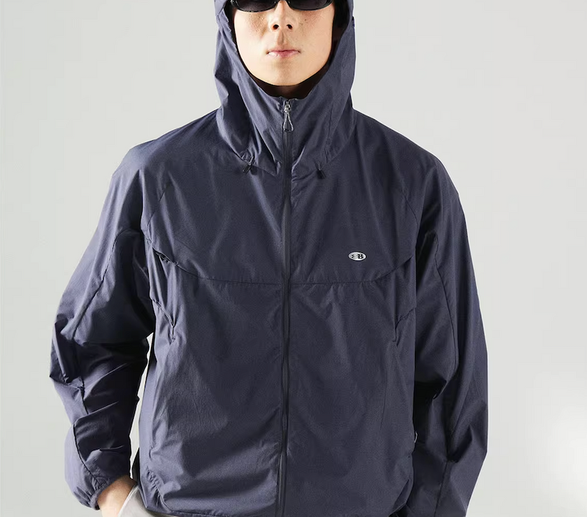 Blue Basic Hooded Sun Protection Jacket