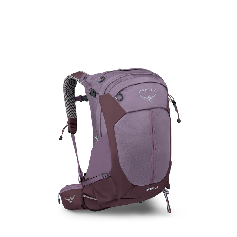 Osprey Sirrus 24 women's backpack in Purple Dusk, white-background side view