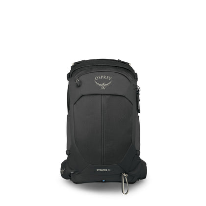 Osprey Stratos 24 ventilated hiking backpack front view in Raven Black