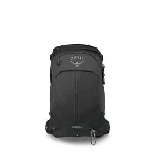 Osprey Stratos 24 ventilated hiking backpack front view in Raven Black