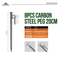Campingmoon Steel Pegs 20cm – 8Pcs