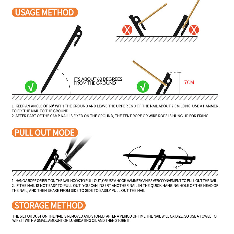 Campingmoon Steel Pegs 20cm – 8Pcs