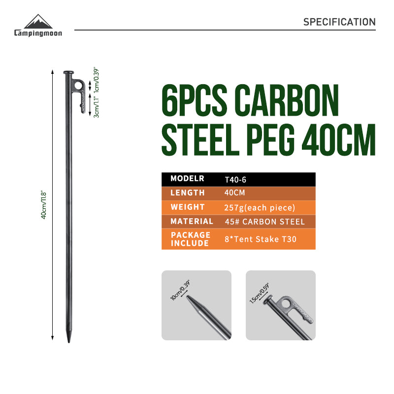 Camping Moon Steel Pegs 40 cm – 6Pcs