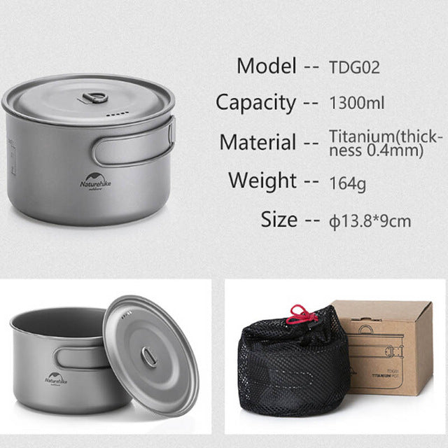 Naturehike TDG02 Outdoor Ti Pot Ti Color (1300 mL) (2026)