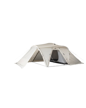 Snow Peak Land Nest Shelter TP-259 ivory with inner tent installed and front wing opened out