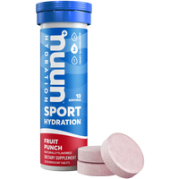 Nuun Sport electrolyte tablets Fruit Punch tube with tablets
