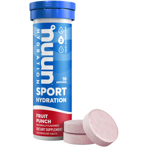 Nuun Sport electrolyte tablets Fruit Punch tube with tablets