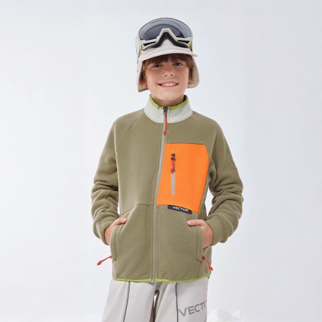 Vector Tobacco Green Kids' Block Mid-Layer Fleece