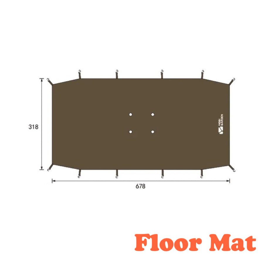 Mobi Garden LS floor mat shown flat with 678 x 318 cm dimensions marked