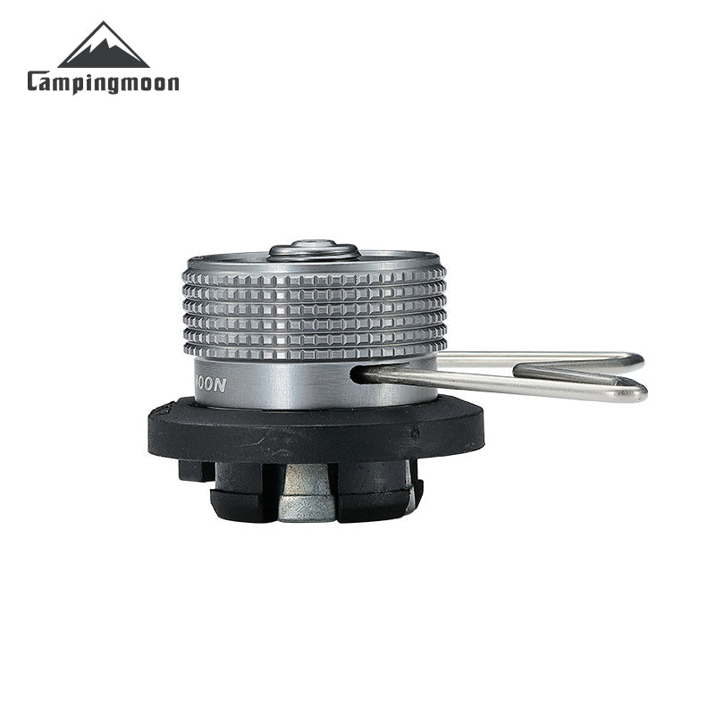 Campingmoon Z10 butane-to-EN417 gas adapter with safety stand and locking bracket