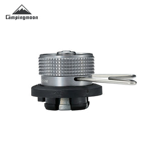 Campingmoon Z10 butane-to-EN417 gas adapter with safety stand and locking bracket