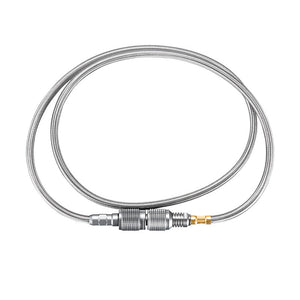 Campingmoon Z17 42‑inch stainless‑braided gas hose with EN417 Lindal valve connectors.