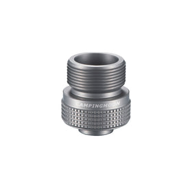A silver CampingMoon Propane Adapter Z20 made of aluminum alloy, designed for converting gas stoves and spray guns to en417 lindal valve cans.