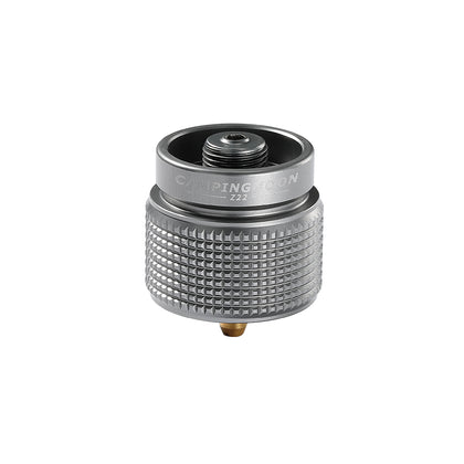 Campingmoon Z22 propane-to-EN417 adapter—compact duralumin and brass converter for 1 lb propane canisters.