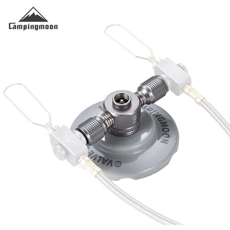 Campingmoon Z31 3-outlet adapter for EN417 Lindal valve canister with three screw-on outlets and swivel knurled connectors