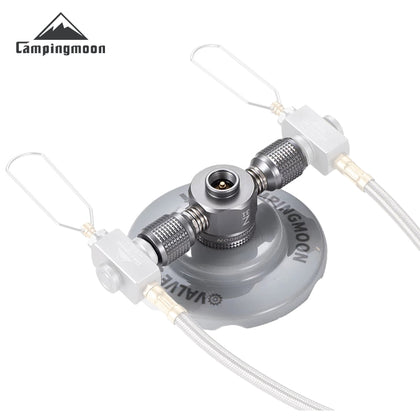 Campingmoon Z31 3-outlet adapter for EN417 Lindal valve canister with three screw-on outlets and swivel knurled connectors