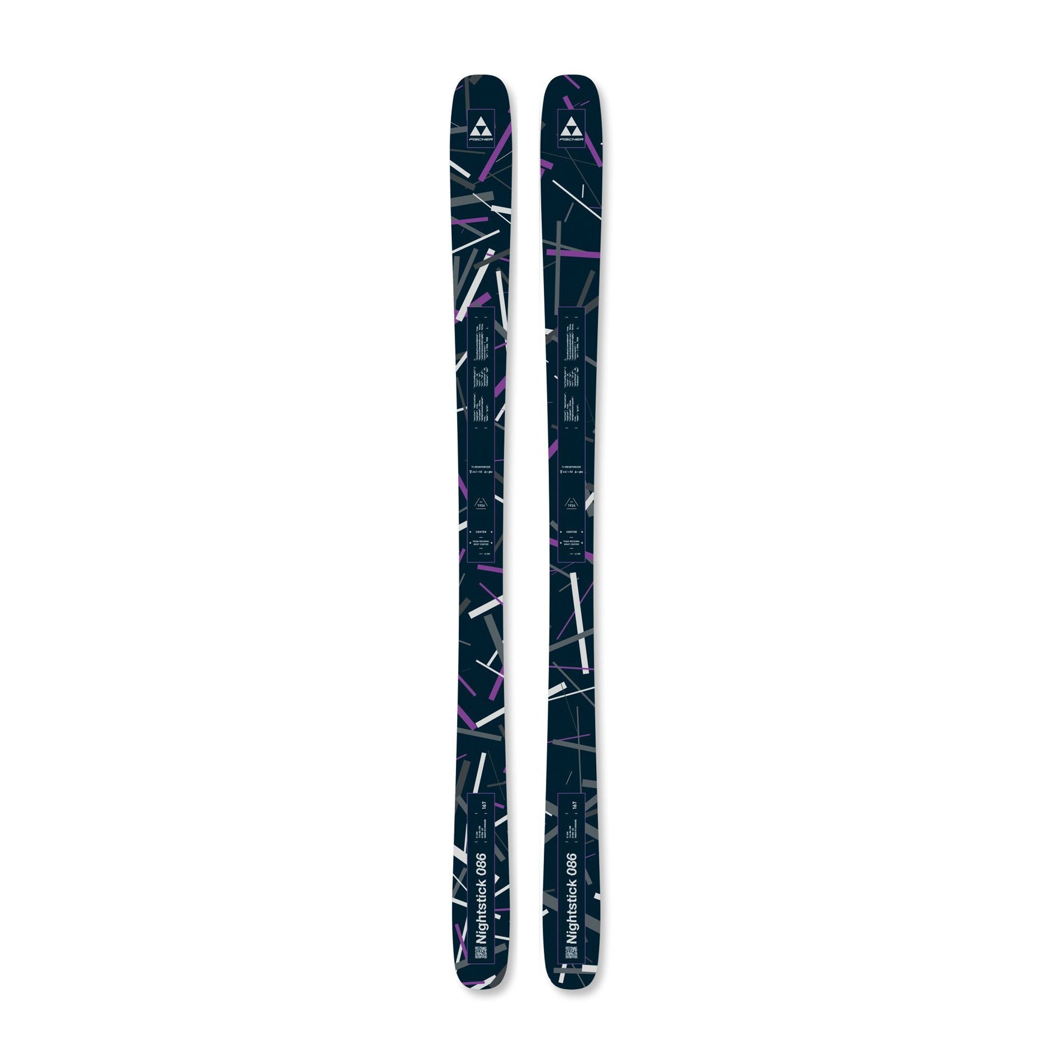 Pair of skis with a black and white pattern on a white background