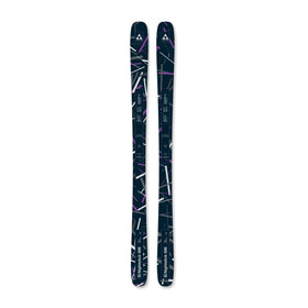Pair of skis with a black and white pattern on a white background
