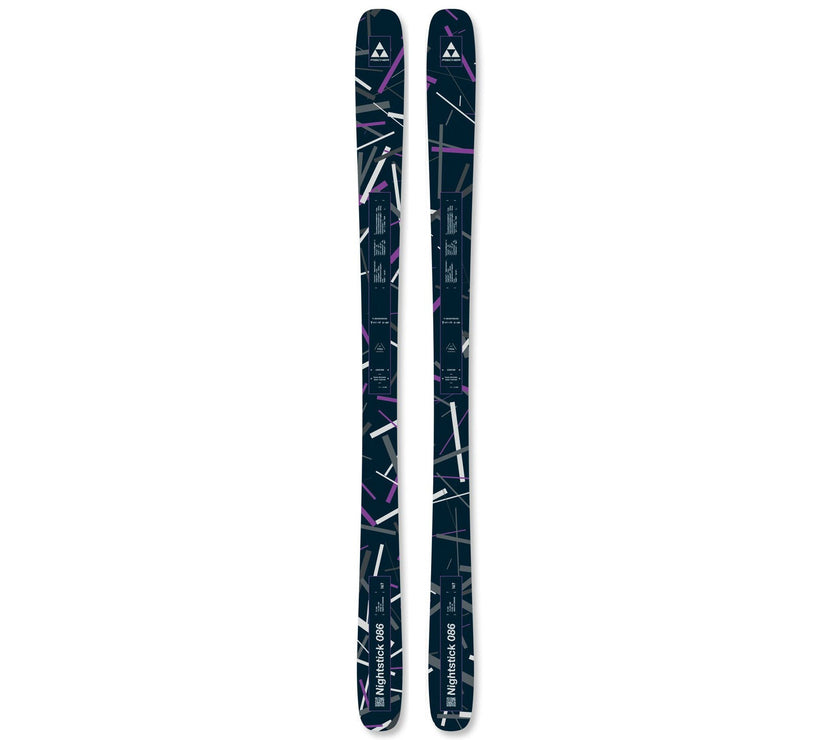 Pair of skis with a black and white pattern on a white background