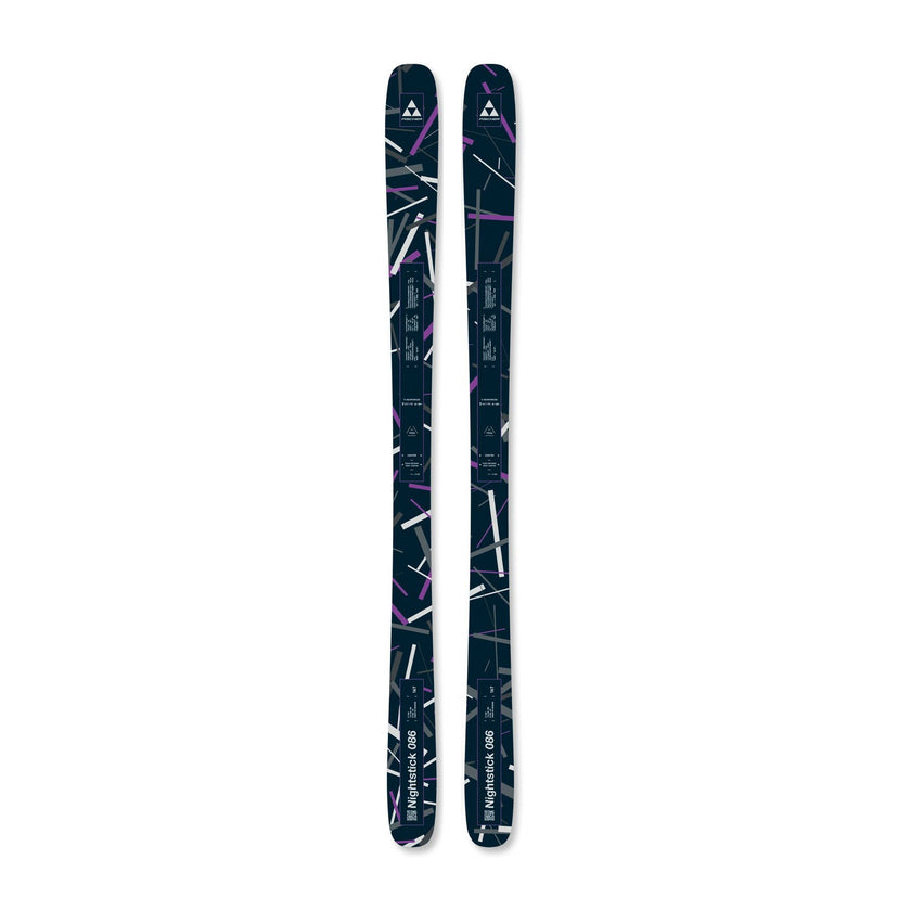 Pair of skis with a black and white pattern on a white background