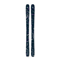 Pair of skis with a black and white pattern on a white background