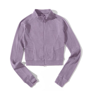 Blue Wool Waffle-Knit Women's Cardigan