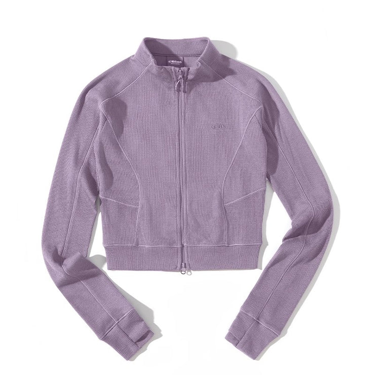 Blue Wool Waffle-Knit Women's Cardigan